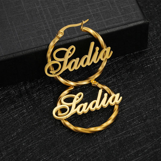 Maison Jolie Personalized Stainless Steel Drop Earrings